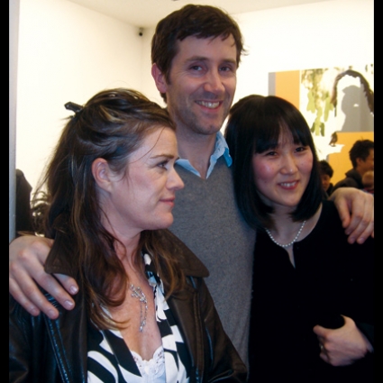 Angus Fairhurst at his solo show opening at Sadie Coles Gallery February 21, 2008 - with Abigail Lane and Yoko Brown