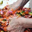 Massaging in salt on one of Viola's wild fermentation workshops