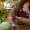 Massaging in salt on one of Viola's wild fermentation workshops