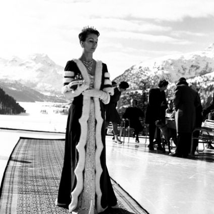 Coronation on Ice: Barbara Goalen in Coronation robes, St Moritz, 1953 
